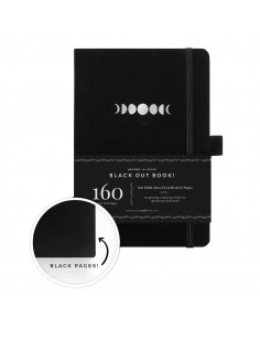 Bullet journal haut de gamme - papier NOIR 160g - format A5 - Moon Phases
