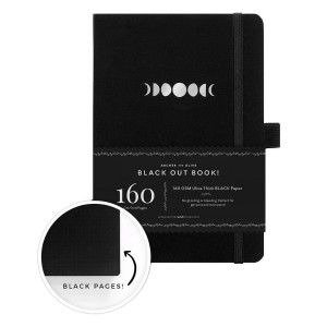 Bullet journal haut de gamme - papier NOIR 160g - format A5 - Moon Phases