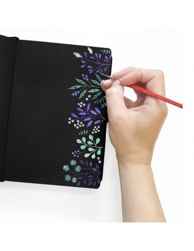 Bullet journal haut de gamme - papier NOIR 160g - format A5 - Silver Crescent