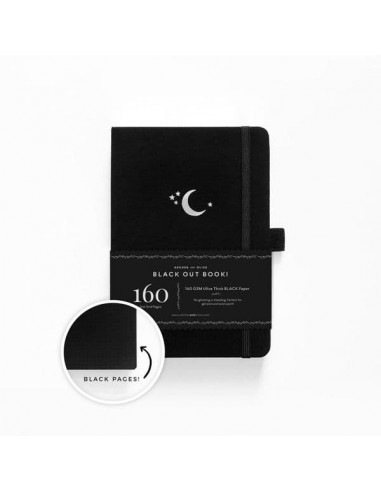 Bullet journal haut de gamme - papier NOIR 160g - format A5 - Silver Crescent