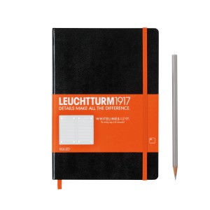 Carnet Medium (A5) Whitelines Link, Couverture Rigide, 249 Pages Numérotées, Noir, Ligné