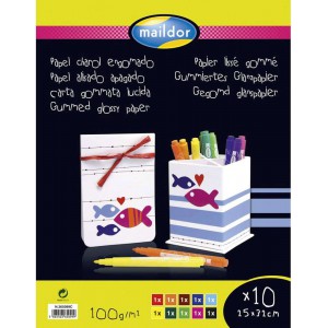 POCHETTE 10 feuilles de papier de couleur lissé gommé - 25X32