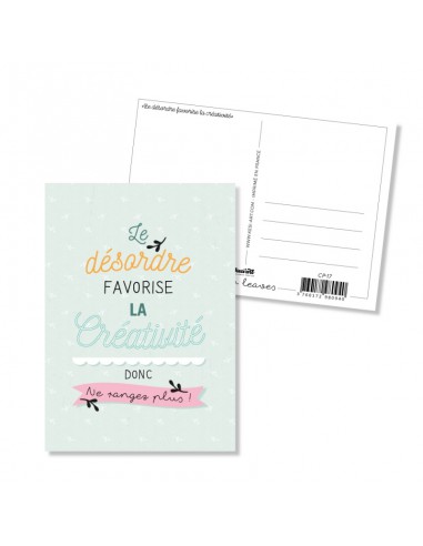 Carte postale - Le désordre favorise la créativité donc ne rangez plus