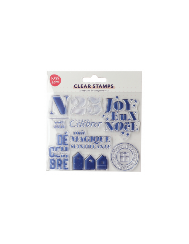8  TAMPONS TRANSPARENTS - Thème "JOYEUX NOËL"