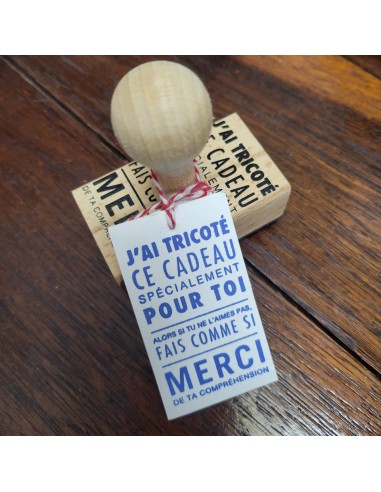 Tampon manche en bois - J'ai tricoté ce cadeau spécialement pour toi