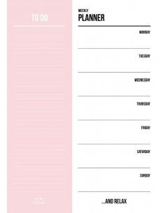 Carnet A5 - 50pages -  Weekly planner pink
