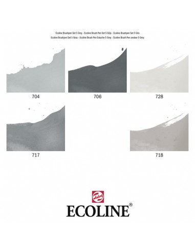 Brush Pen set Gris ECOLINE | 5 couleurs