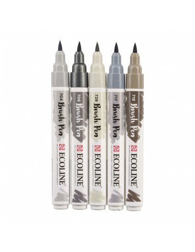Brush Pen set Gris ECOLINE | 5 couleurs