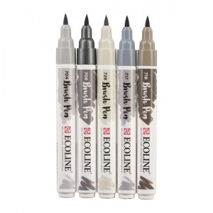 Brush Pen set Gris ECOLINE | 5 couleurs