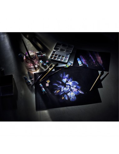 Bloc de papier noir pour aquarelle 12 feuilles 360 g/140 lb. taille 29,7 x 21 cm (A4) / 8.3" x 11.7"