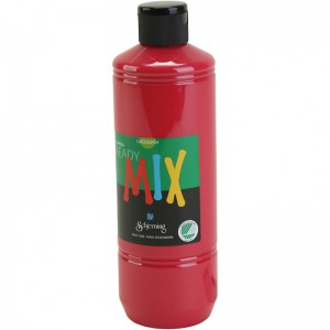 Ready Mix - Peinture Gouache rouge primaire, mate, 500 ml/ 1 flacon