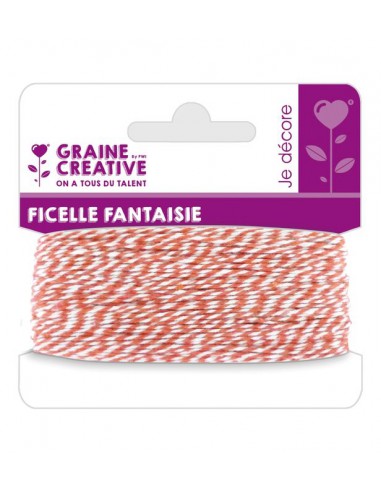 FICELLE FANTAISIE - Orange et blanc torsadé - 10m