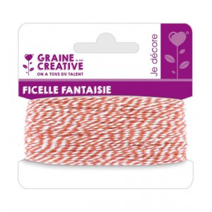 FICELLE FANTAISIE - Orange et blanc torsadé - 10m
