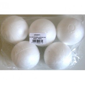 SAC DE 5 BOULES Polystyrène - Diametre 7cm