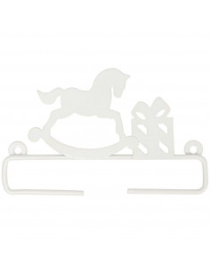 Cintre décoratif Cheval à bascule blanc - Petit format de 11 cm