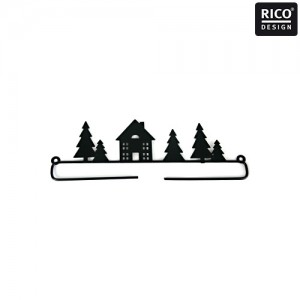 Cintre décoratif Maison avec sapins noir- Grand format de 21 cm