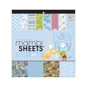 Bloc de papier cartonné specialisé thème bébé garçon, - Baby Boy - 48 feuilles 30X30cm, +/-120g/m2
