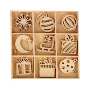 27 mini silhouettes de décorations en bois
