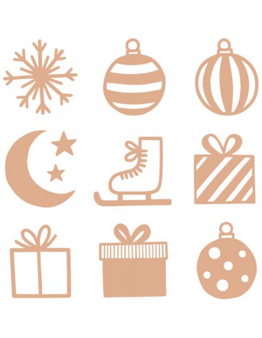 27 mini silhouettes de décorations en bois