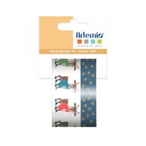 Lot de 2 Rubans adhésifs Beary Christmas mesurant 15 mm et 30 mm de largeur et 5 m de longueur