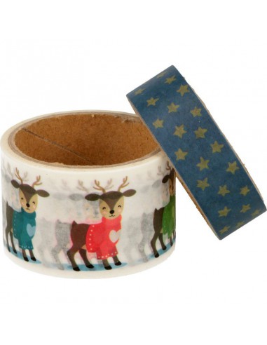 Lot de 2 Rubans adhésifs Beary Christmas mesurant 15 mm et 30 mm de largeur et 5 m de longueur