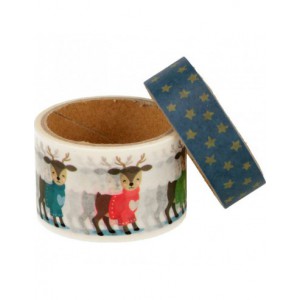 Lot de 2 Rubans adhésifs Beary Christmas mesurant 15 mm et 30 mm de largeur et 5 m de longueur