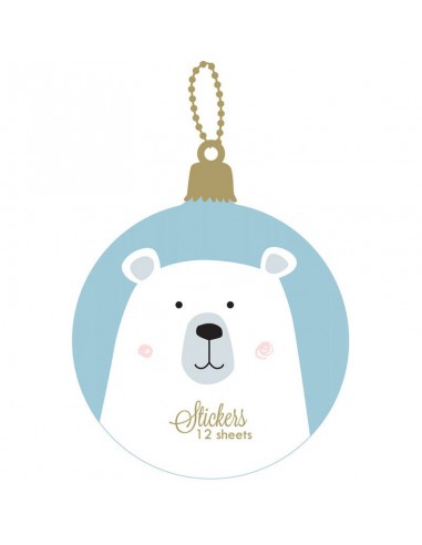 Bloc 12 feuilles de stickers de noël : Beary Christmas