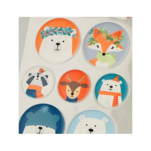Planche d'autocollants puffy Beary Christmas Ronds mesurant 14 cm x 7.5 cm