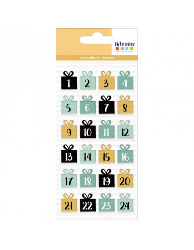 Planche d'autocollants puffy Calendrier de l'Avent Imagine Christmas mesurant 14 cm x 7 cm