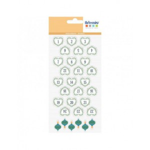 Planche d'autocollants puffy XL Calendrier de l'Avent Coeurs mesurant 21.5 cm x 11.5 cm