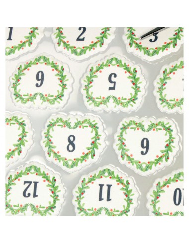 Planche d'autocollants puffy XL Calendrier de l'Avent Coeurs mesurant 21.5 cm x 11.5 cm