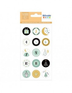 2x2 Planches d'autocollants ronds Calendrier de l'Avent Imagine Christmas mesurant 17 cm x 9.5 cm