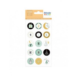 2x2 Planches d'autocollants ronds Calendrier de l'Avent Imagine Christmas mesurant 17 cm x 9.5 cm