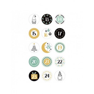 2x2 Planches d'autocollants ronds Calendrier de l'Avent Imagine Christmas mesurant 17 cm x 9.5 cm
