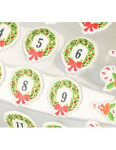 Planche d'autocollants puffy XL Calendrier de l'Avent Couronnes mesurant 21.5 cm x 11.5 cm 2