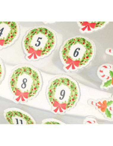 Planche d'autocollants puffy XL Calendrier de l'Avent Couronnes mesurant 21.5 cm x 11.5 cm
