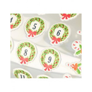 Planche d'autocollants puffy XL Calendrier de l'Avent Couronnes mesurant 21.5 cm x 11.5 cm