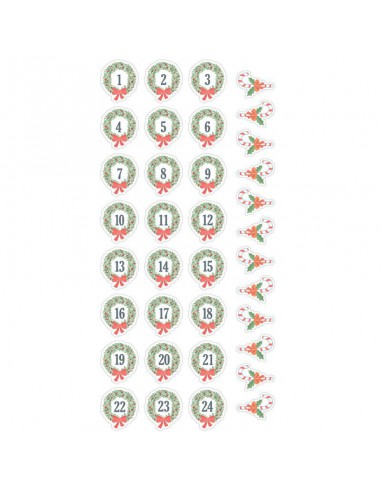 Planche d'autocollants puffy XL Calendrier de l'Avent Couronnes mesurant 21.5 cm x 11.5 cm