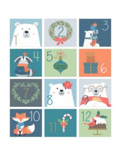 2 Planches d'autocollants carrés Calendrier de l'Avent Beary Christmas mesurant 21.5 cm x 16 cm 2