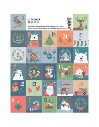 2 Planches d'autocollants Calendrier de l'Avent Beary Christmas mesurant 20 cm x 16 cm