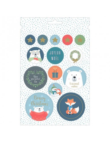 Livret de 168 autocollants appartenant à la collection Beary Christmas. Une page mesure 24 cm x 15.5 cm