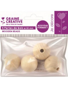 SACHET 4 PERLES DE BOIS Ø 30 mm