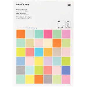 Bloc de papier cartonné 30 feuilles, 180g/m2 , A4 - super pastel colours
