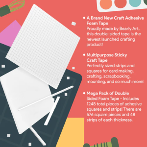 Bearly Art - 4 plaques de 1248 mousse adhesive / 4 tailles différentes - MEGA PACK