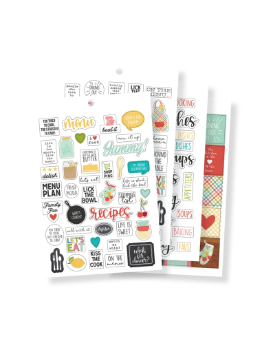 Carpe Diem 12 planches de stickers - 706 autocollants thème cuisine, courses,repas