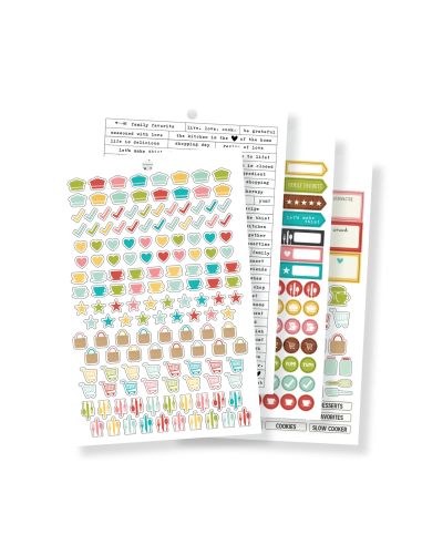 Carpe Diem 12 planches de stickers - 706 autocollants thème cuisine, courses,repas