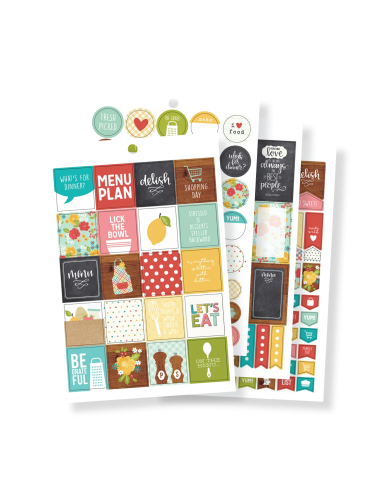 Carpe Diem 12 planches de stickers - 706 autocollants thème cuisine, courses,repas