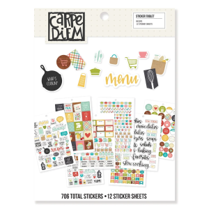Carpe Diem 12 planches de stickers - 706 autocollants thème cuisine, courses,repas