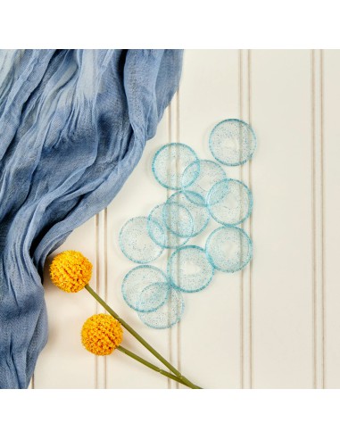 Medium - 9 anneaux en plastique - Blue Glitter