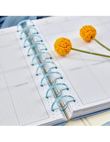 Medium - 9 anneaux en plastique - Blue Glitter